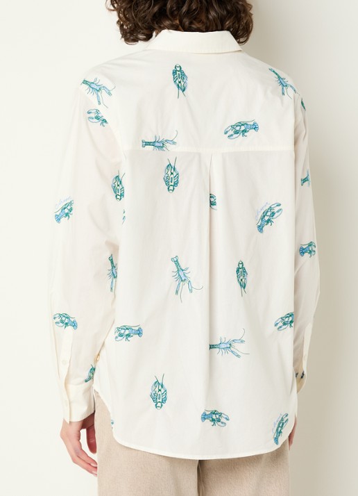 Fabienne Chapot Blouse met borduring  - achterkant 3 gebroken wit