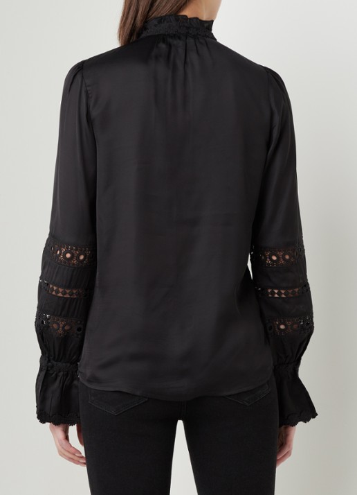 Fabienne Chapot Boho blouse met ruches en broderie - achterkant 2 zwart