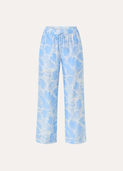 Fabienne Chapot Brent high waist wide fit pantalon met print - voorkant 3 lichtblauw