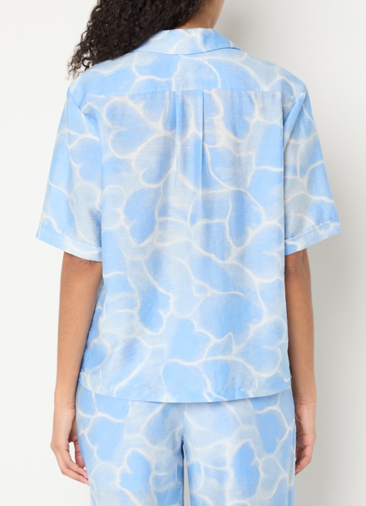 Fabienne Chapot Brock blouse in linnenblend met print - achterkant 4 lichtblauw