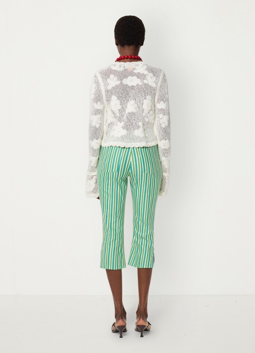 Fabienne Chapot Camilio high waist flared fit broek in linnenblend - achterkant groen