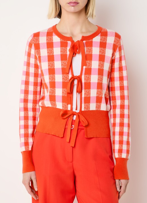 Fabienne Chapot Camille fijngebreid vest met ingebreid patroon en gestrikt detail