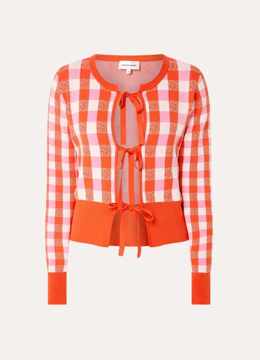 Fabienne Chapot Camille fijngebreid vest met ingebreid patroon en gestrikt detail - voorkant 2 rood