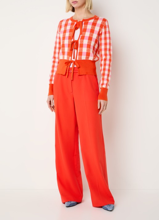 Fabienne Chapot Camille fijngebreid vest met ingebreid patroon en gestrikt detail - voorkant 3 rood
