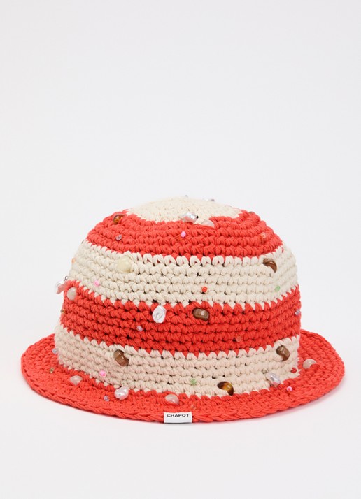 Fabienne Chapot Camilo grofgebreide bucket hoed met bedels