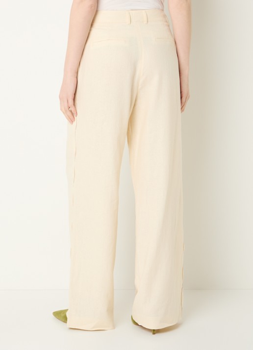 Fabienne Chapot Carlie high waist loose fit pantalon in linnenblend - achterkant 2 creme