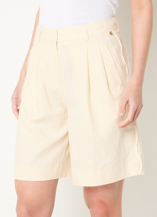 Fabienne Chapot Carlo mid waist straight fit korte broek in linnenblend
