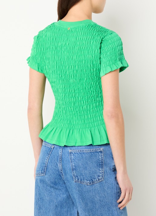 Fabienne Chapot Carmen T-shirt met smockwerk - achterkant 4 groen