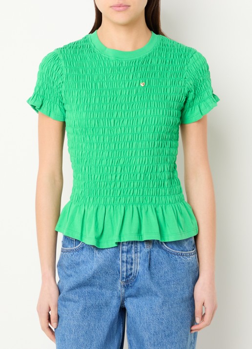 Fabienne Chapot Carmen T-shirt met smockwerk