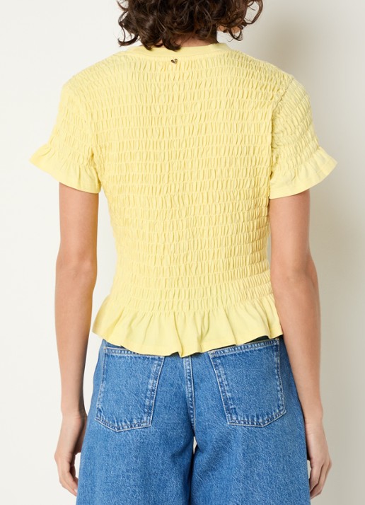 Fabienne Chapot Carmen T-shirt met smockwerk - achterkant 3 geel