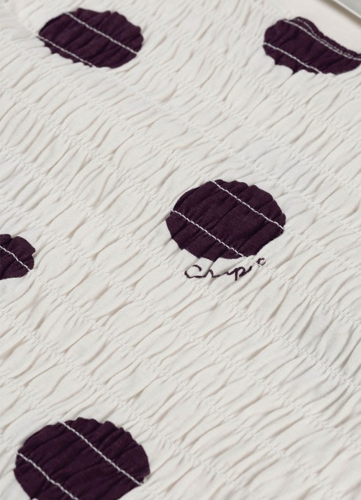 Fabienne Chapot Carmen T-shirt met stippenprint en smockwerk - detail 4 gebroken wit