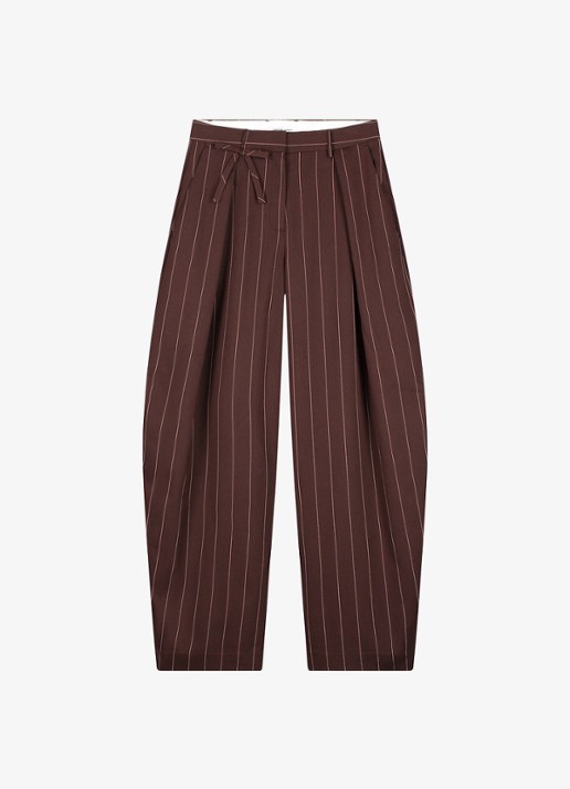 Fabienne Chapot Charlot high waist balloon fit pantalon met streepprint - voorkant 4 bruin