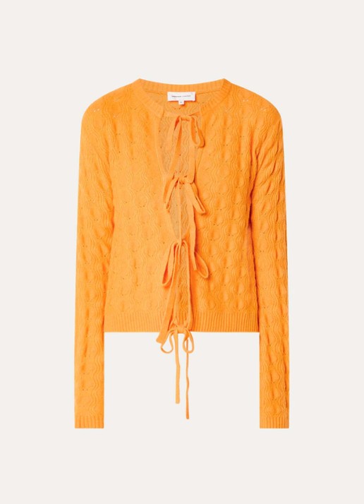 Fabienne Chapot Chelsea fijngebreid vest in wolblend met opengewerkt dessin - voorkant 3 orange