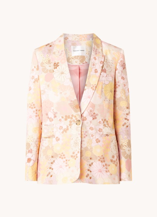 Fabienne Chapot City blazer met bloemenprint - voorkant 2 lichtroze