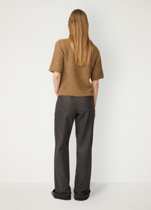 Fabienne Chapot Coco fijngebreide pullover in wolblend - achterkant camel