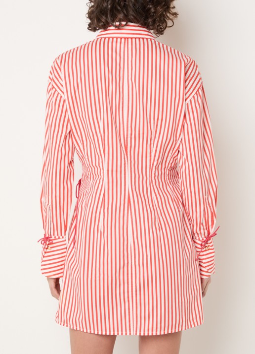 Fabienne Chapot Coletta mini blousejurk met streepprint - achterkant 4 rood