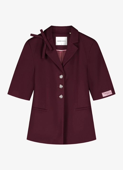 Fabienne Chapot Colombine blazer met strikdetail - voorkant bordeauxrood