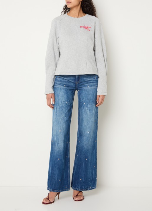 Fabienne Chapot Dhelia sweater met kralendecoratie - voorkant 3 grijsmele