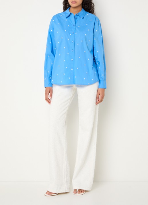 Fabienne Chapot Dina blouse met borduring - voorkant 4 lichtblauw