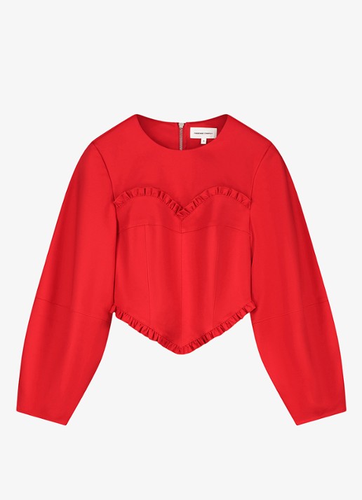 Fabienne Chapot Elin crop top met volant - voorkant 4 steenrood