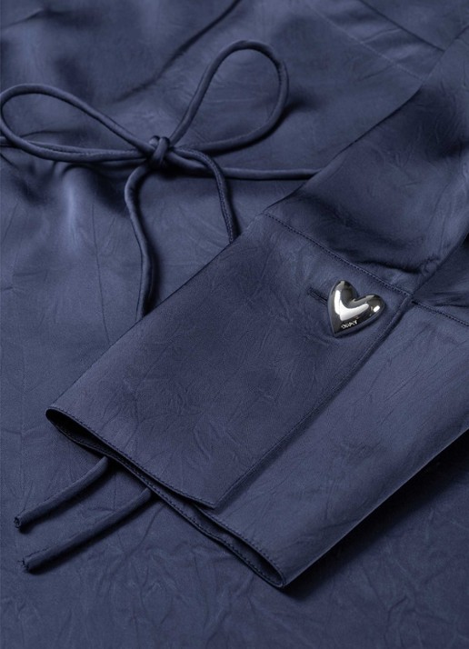 Fabienne Chapot Emma blouse van satijn met strikceintuur - detail 4 donkerblauw