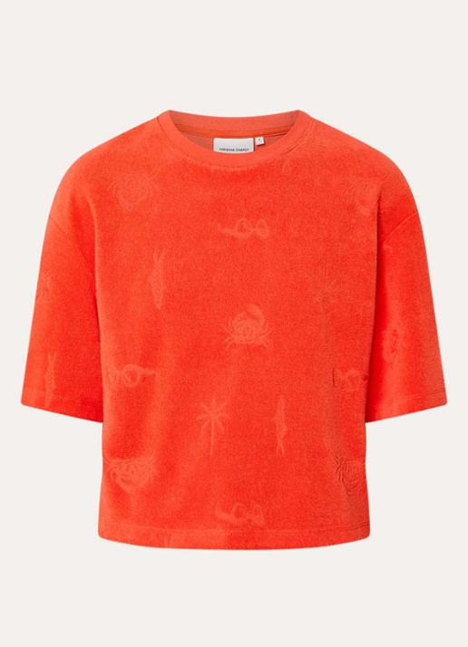 Fabienne Chapot Evy T-shirt van badstof - voorkant 3 orange