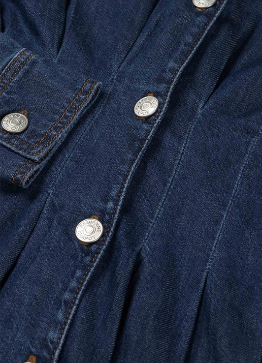 Fabienne Chapot Faith midi denim jurk met V-hals - detail 2 donkerblauw