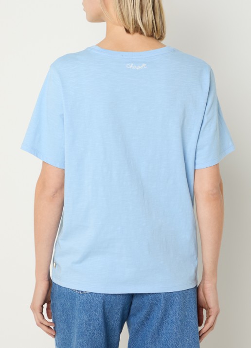 Fabienne Chapot Flo T-shirt met crochet detail - achterkant blauwgrijs