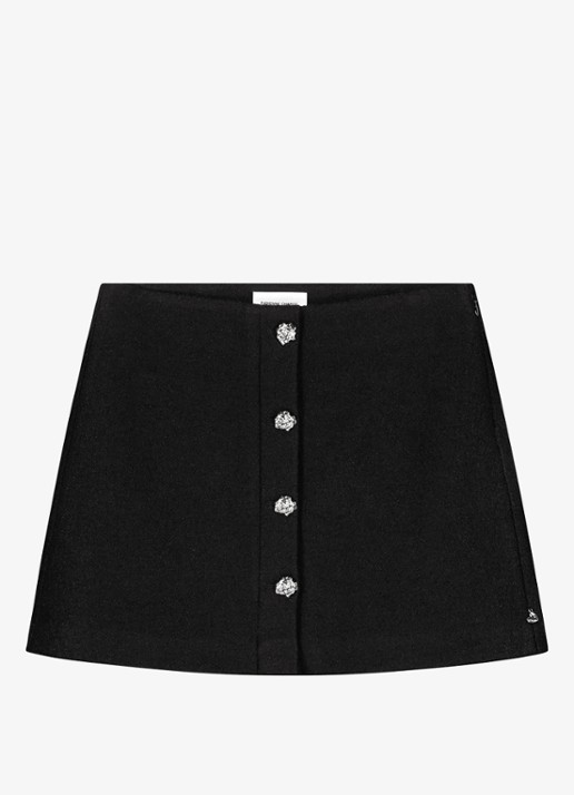 Fabienne Chapot Frances mini rok in wolblend - voorkant 4 zwart