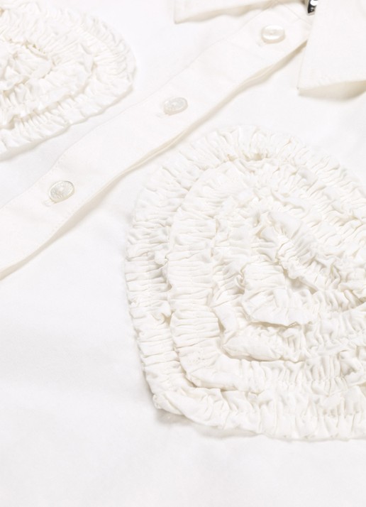 Fabienne Chapot Haidy cropped blouse met ruches en borduring - detail 2 wit