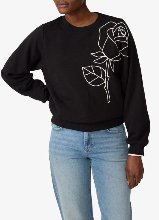 Fabienne Chapot Hazel SS sweater met bloemenprint - detail zwart