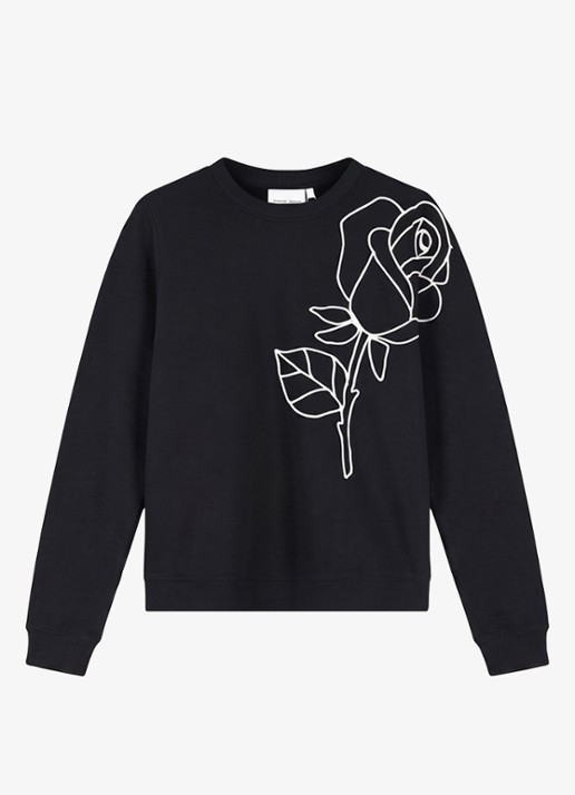 Fabienne Chapot Hazel SS sweater met bloemenprint - voorkant 4 zwart