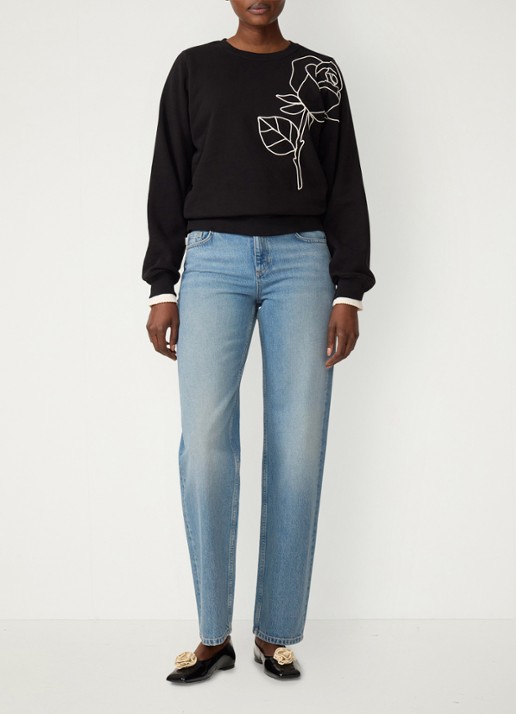 Fabienne Chapot Hazel SS sweater met bloemenprint - voorkant 5 zwart