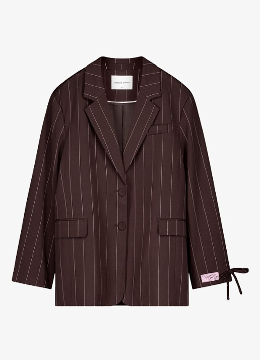 Fabienne Chapot Henry blazer met streepprint - voorkant 3 bruin