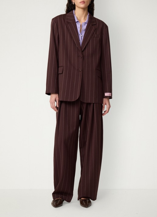 Fabienne Chapot Henry blazer met streepprint - voorkant 4 bruin