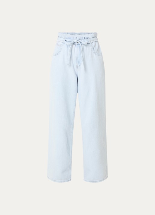 Fabienne Chapot High waist wide leg jeans met lichte wassing - voorkant lichtblauw