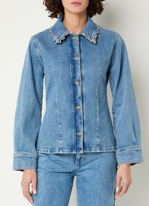 Fabienne Chapot Inda blouse van denim met siernaad