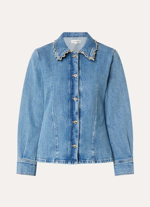 Fabienne Chapot Inda blouse van denim met siernaad - voorkant 2 indigo
