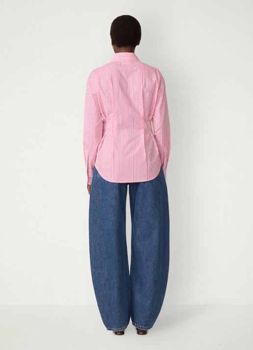 Fabienne Chapot Irina blouse met streepprint - achterkant donkerroze