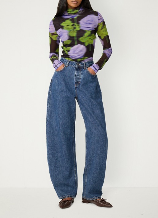 Fabienne Chapot Jadyn top van mesh met bloemenprint - voorkant 5 paars