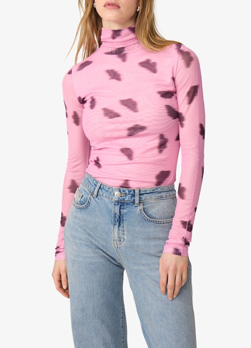 Fabienne Chapot Jadyn top van mesh met print - detail 2 roze