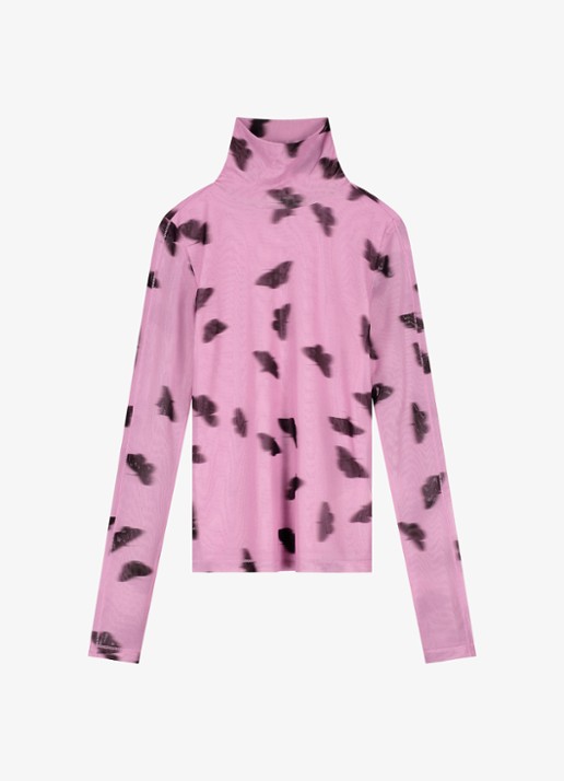 Fabienne Chapot Jadyn top van mesh met print - voorkant 4 roze