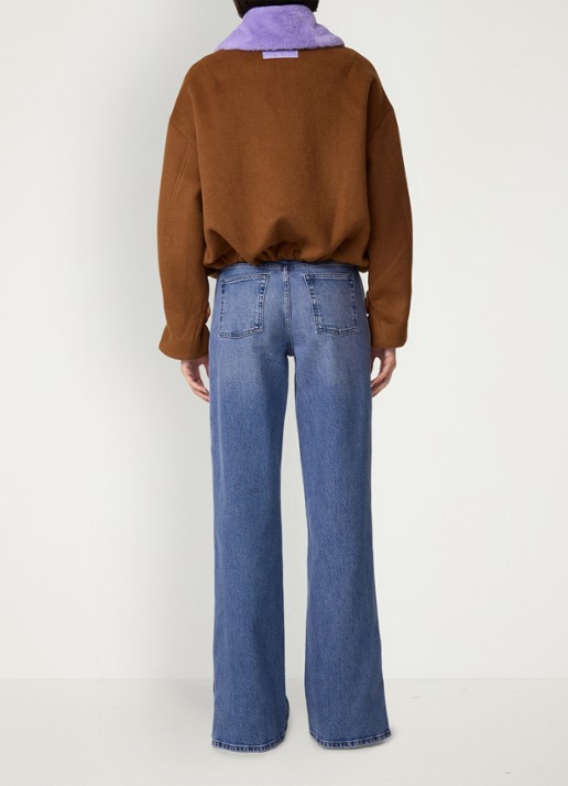 Fabienne Chapot Jael bomberjack in wolblend met colour blocking - achterkant bruin