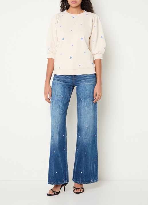 Fabienne Chapot Jana sweater met borduring - voorkant 3 creme