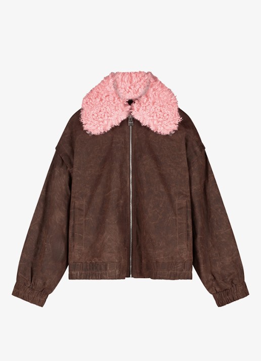 Fabienne Chapot Jay bomberjack met colour blocking - voorkant 3 bruin