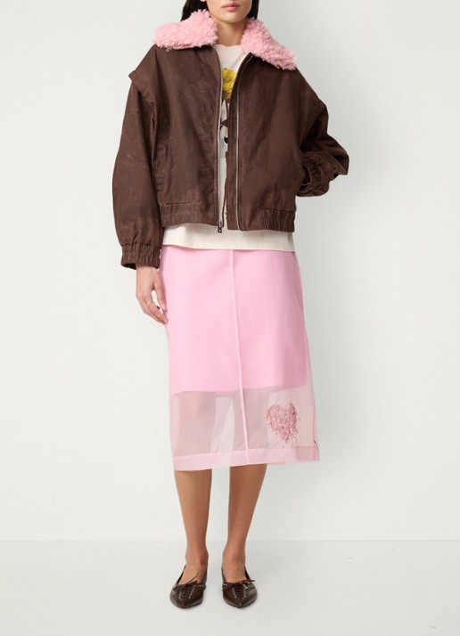 Fabienne Chapot Jay bomberjack met colour blocking - voorkant 4 bruin