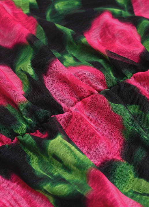 Fabienne Chapot Jessy midi rok met bloemenprint - detail 2 fuchsia
