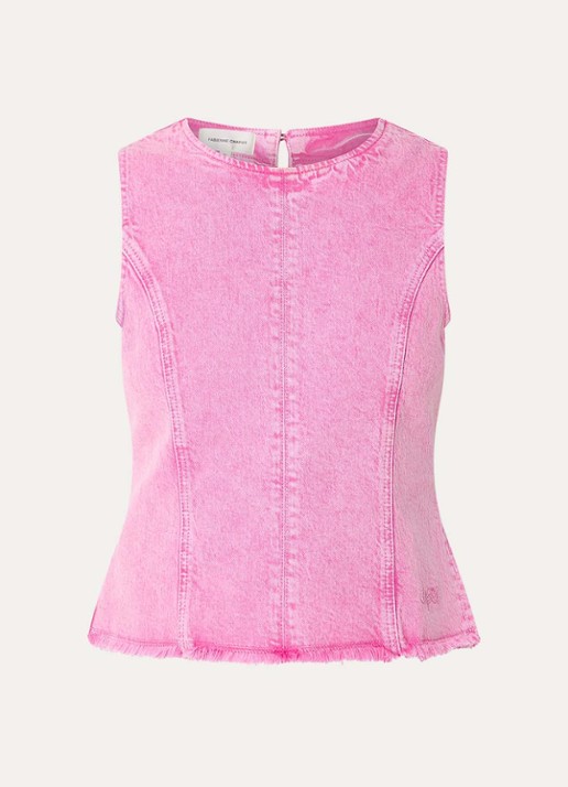 Fabienne Chapot Jojo top van denim met gekleurde wassing - voorkant 3 roze