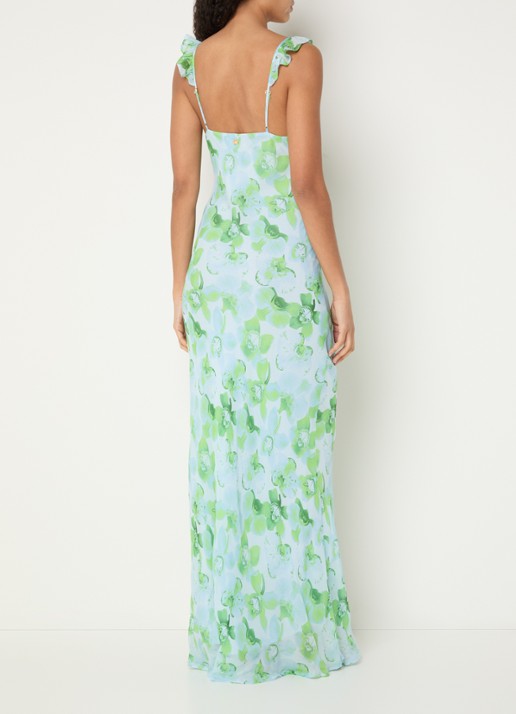 Fabienne Chapot Josine maxi jurk met bloemenprint - achterkant 3 groen