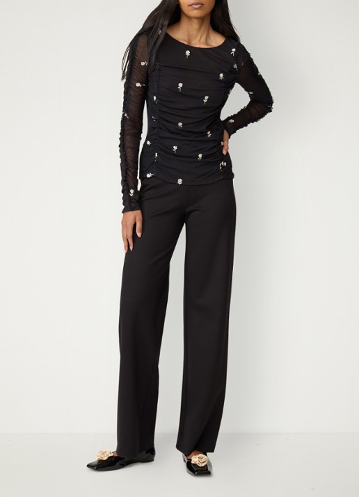 Fabienne Chapot June high waist straight leg pantalon - voorkant 4 zwart